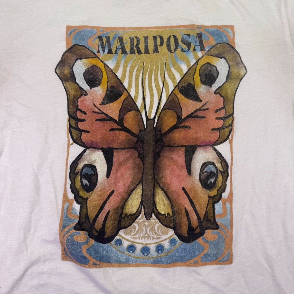 Mighty Fine Shirt Women's Size XL Mariposa Butterfly Graphic‎ T Shirt White